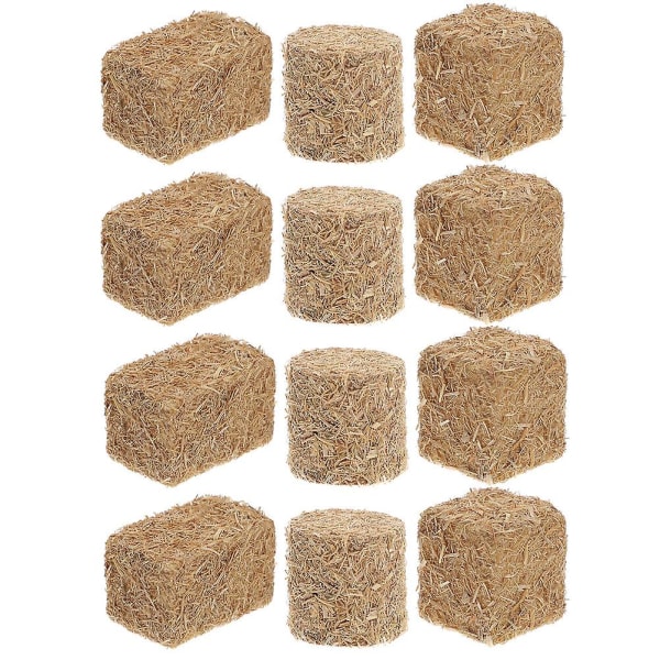 12 pieces stackable haystack autumn style mini hay decoration scene hay bales (2.00X2.00X2.00CM, as shown in the picture)