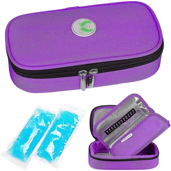 Insulin Cooler Bag Diabetic Bag - Medication Diabetic Insulated Portable Cooler Bag With 2 Ice Packs (purple)