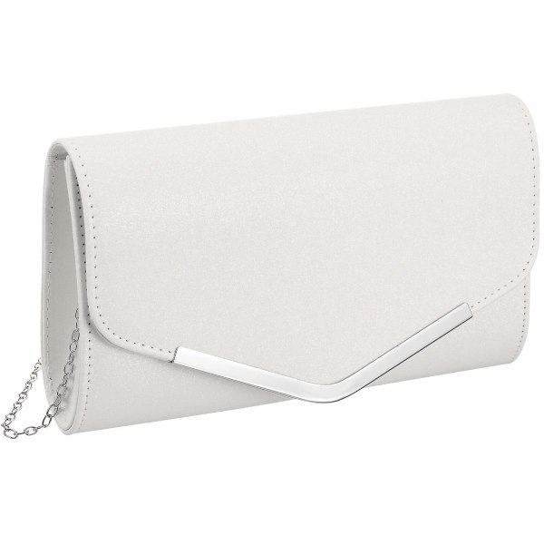 White Evening Bag Handbag Wedding Party Message Bag Clutch Bag Wallet Simple Chain Bag Women (Size 1, White)