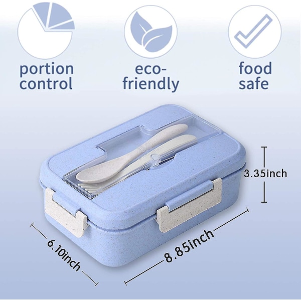 Bento-låda för vuxna/barn - 1200 ml Bento-lunchlåda med 3 fack