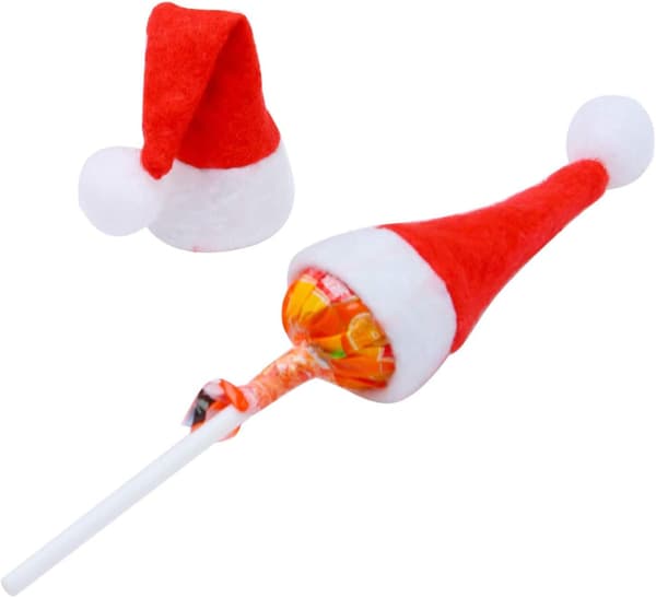 Santa Candy Cane Hatter - 36 Mini Candy Flaskekorker