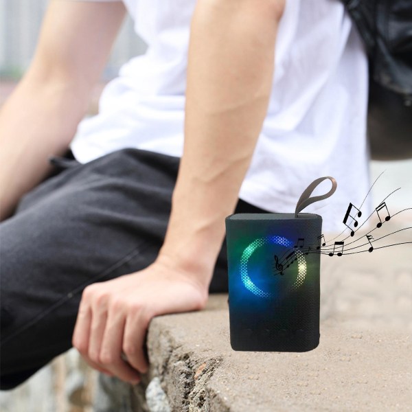 Utomhuskortinsättning, bärbar Bluetooth Mini-högtalare, LED-belysning, Bluetooth-högtalare, långvarig HIFI-ljudkvalitet（Svart）