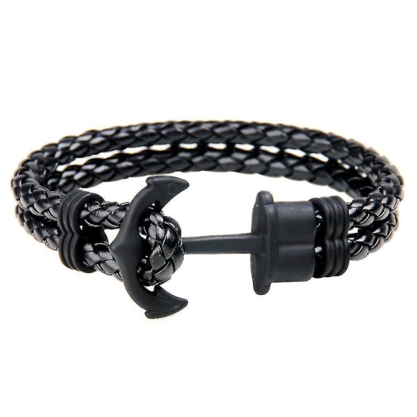 Navy Army Style Lifeline Woven Bracelet With Brass Anchor Buckle