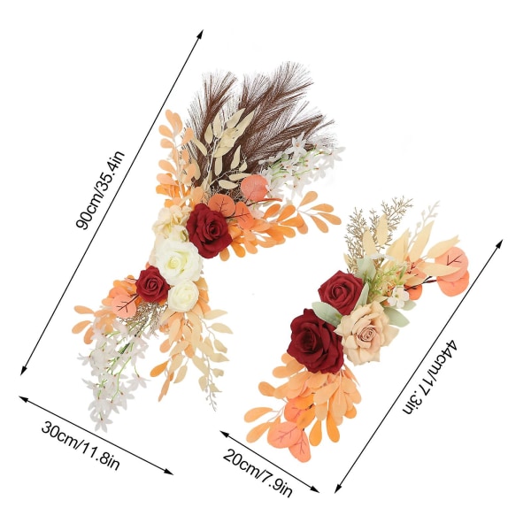 35,4'' Bröllopsbåge Bakgrund Blomrustik Artificiell Blomstergirlang För Överliggare Deko, Kampanj
