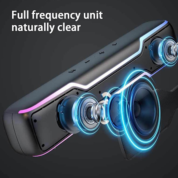 Skrivbord Trådlös RGB Ljusljudfält Liten Högtalare Utomhus Hem Bluetooth Högtalare（Svart）