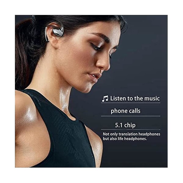 M8 Oversætter Earbuds, 144 Sprog Oversætter Enhed, To-vejs Realtids Oversættelse Støtte Musik（Sort）