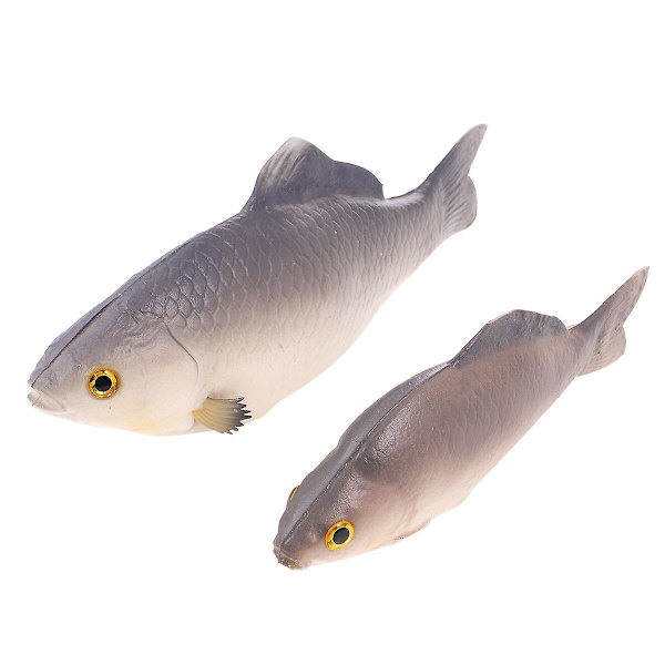 2 st konstgjorda fiskar realistiska fiskleksaksuppsättning modell lämplig för matvisning barn älskar (som visas på bilden)
