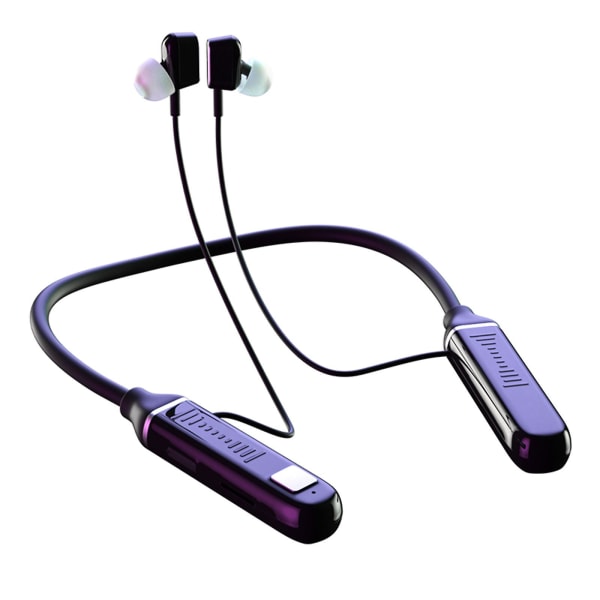 Hängande nackband Bluetooth-headset med strömvisning, trådlöst plugin-Bluetooth-headset, nackbandshängande, ultralång standby, HD-ljudkvalitet, sport (svart)