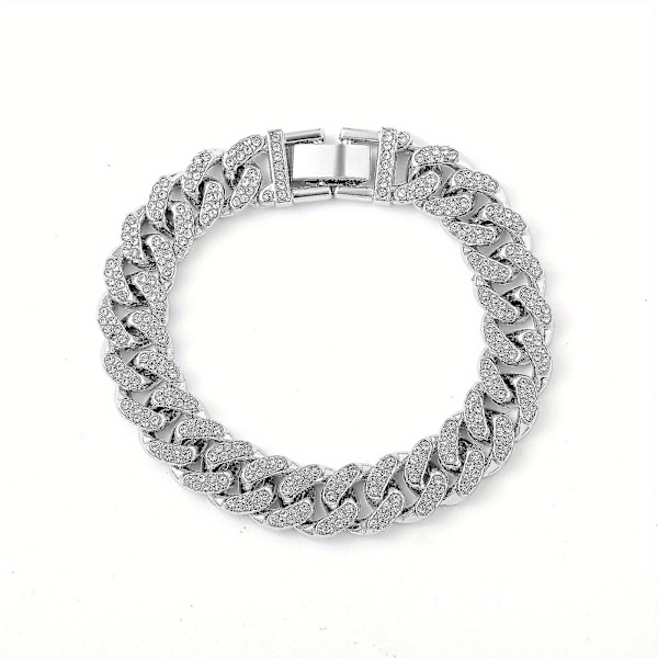 Men's Hip Hop Sølv Rhinestone Legering Armbånd