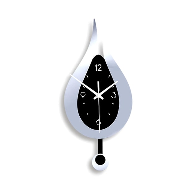 Moderne vanddråbedesign vægur Kreativ Acyrlic Pendul Ur（Sølv）