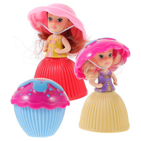 3-pack mini cupcake overraskelse cupcake dukke gaveleker (tilfeldige farger og stiler) (8.00X5.50X5.50CM, som vist på bildet)