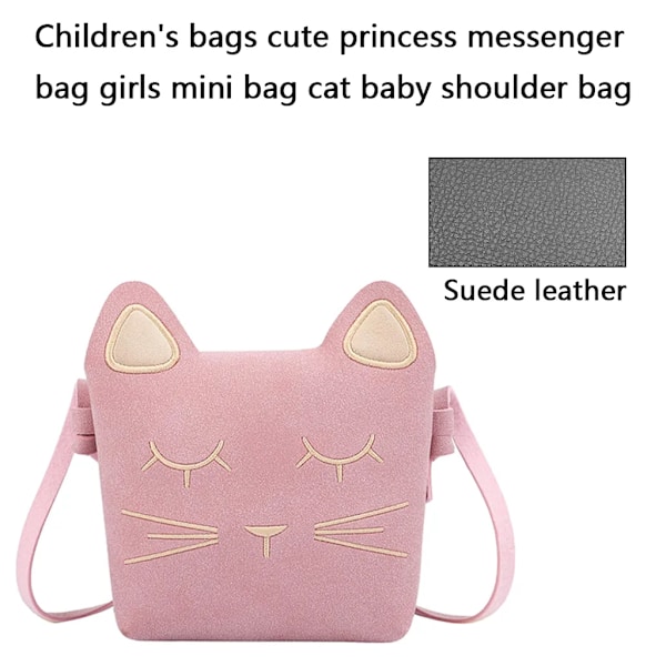 Barnens axelväska flickor, katt crossbody messenger väska, prinsessa mini handväska, PU läder söta små flickväskor