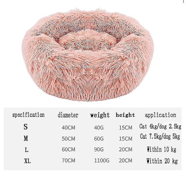 Rolig kæledyrs seng plys katteseng kennel hund beroligende sovesofa måtte rund hvile tæppe（40cm,Pink）
