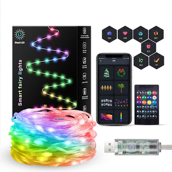 LED-slinga RGB-färg intelligent APP kan DIY inredning röststyrning slinga（A）
