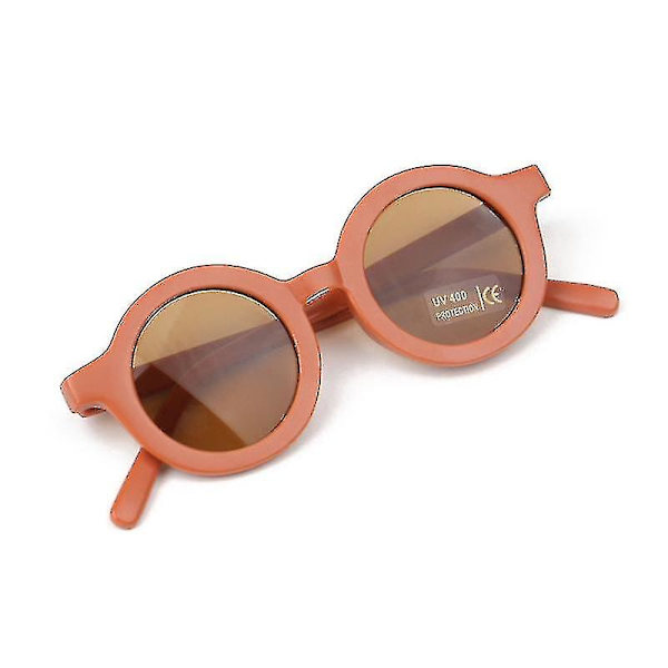 Sommer Polariseret Uv Beskyttelse Børne Solbriller Retro Runde Børne Polariseret Solbriller Uv 400 Beskyttelse Børne Solbriller（Orange Rød）