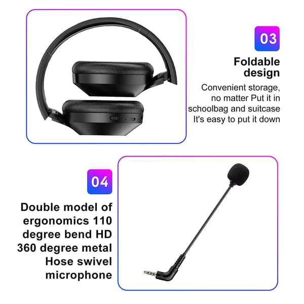Headset Bluetooth-hörlurar brusreducering plugin-stereo FAN0301（Svart）