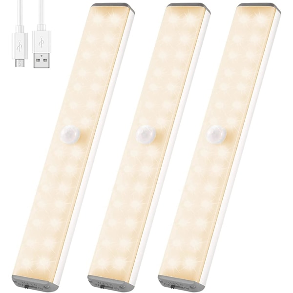 Nattlampa med LED, laddas via USB, rörelsesdetektor inomhus, naturligt vitt