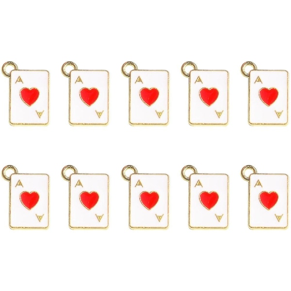 10-delt metall emalje spillkort anheng øredobber anheng DIY halskjede armbånd øredobber smykker lage anheng (1.50X1.10X0.20CM, rød)
