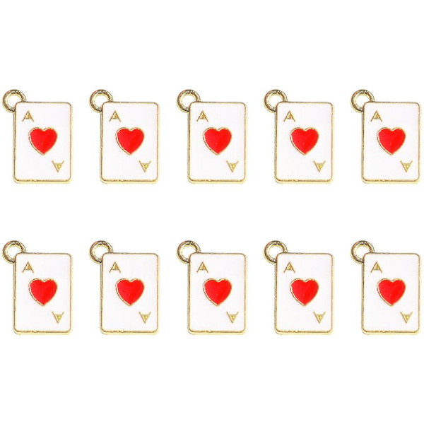 10-osainen metalliemalipelattu korttikorvakorun riipus DIY-kaulakoru rannekoru korvakoru korujen valmistus riipus (1.50X1.10X0.20CM, punainen)
