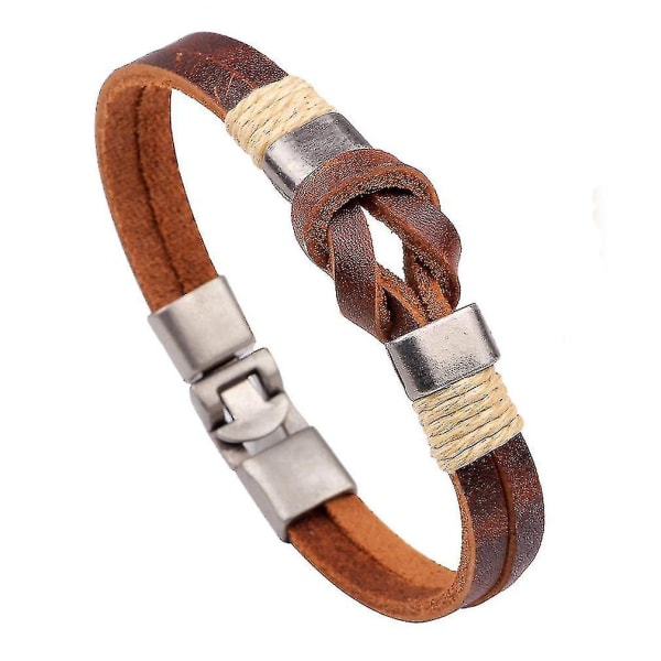 Brun retro flätad läderarmband med legeringsspänne