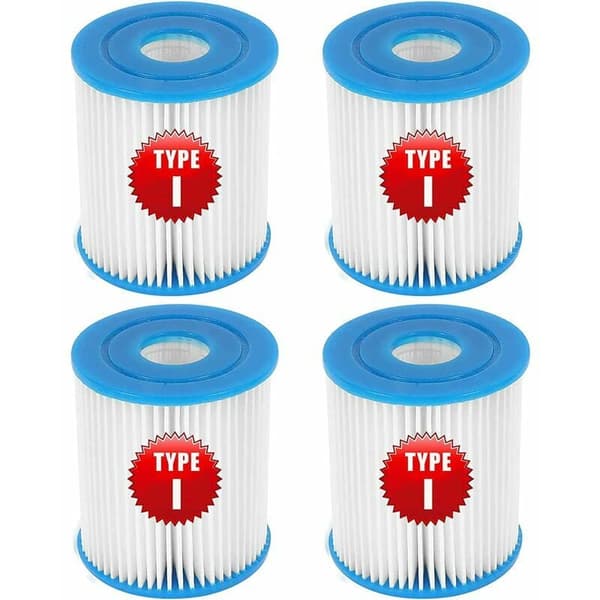 Typ I Poolfilterpatron för Bestway Poolpump Enkel installation Uppblåsbar Poolfilter (4-pack)