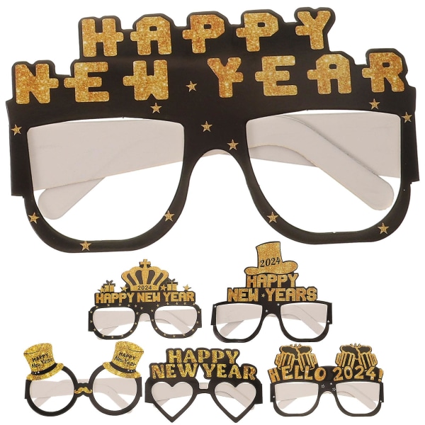 Pak godt nytårsbriller 2024 nytårsfestbriller Fotorekvisitter Partyfavoritter (14X13X9CM, som vist på billedet)