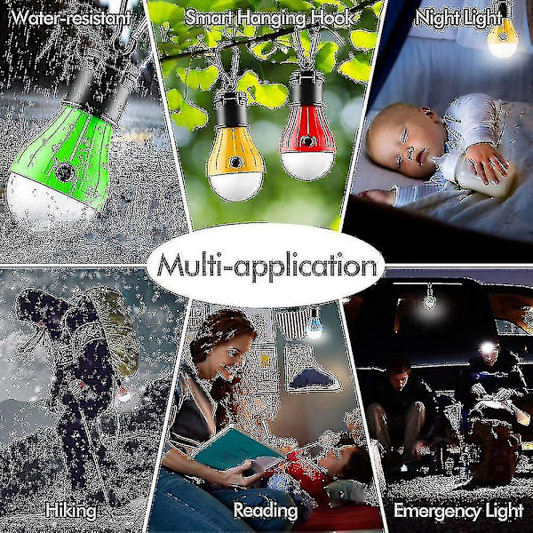 4 st LED Camping Lamp Nödlampor Bärbar Tält Lykta Vattentät Hängande Lampor