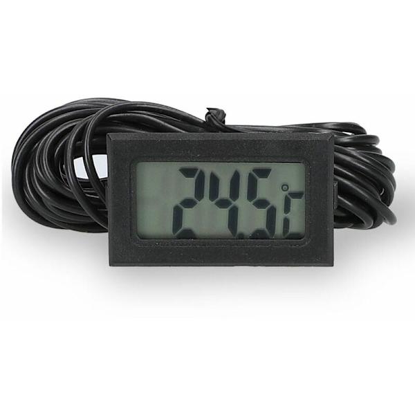 Mini termometer digital rums termometer med sensor 1m svart kabel