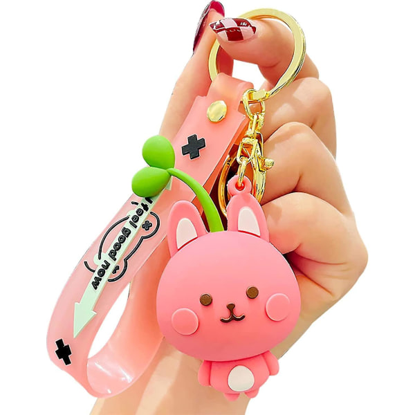 Söpö poika tyttö eläin avaimenperät itävät päässä sarjakuvaeläin laukku riipus auton avaimen riipus Kawaii reppu charmit sarjakuva