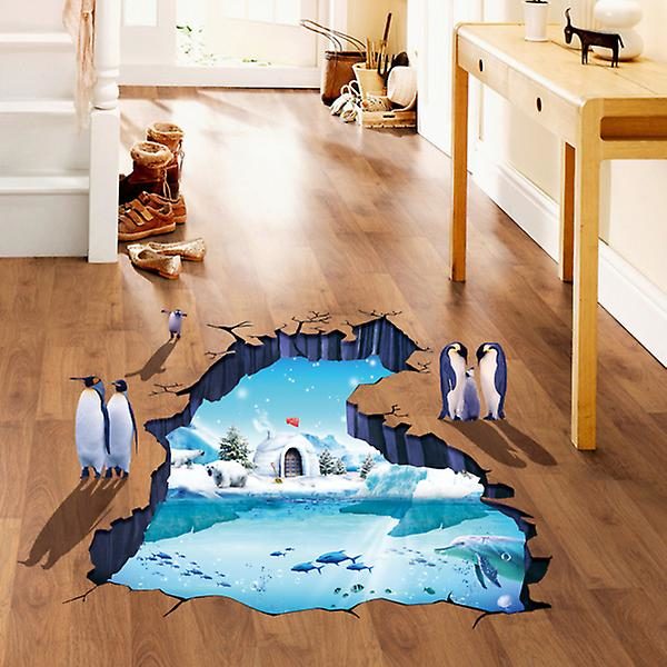 1 st självhäftande kakeldekaler vattentät imitation glaciär 3d kreativa dekaler golv balkong kök
