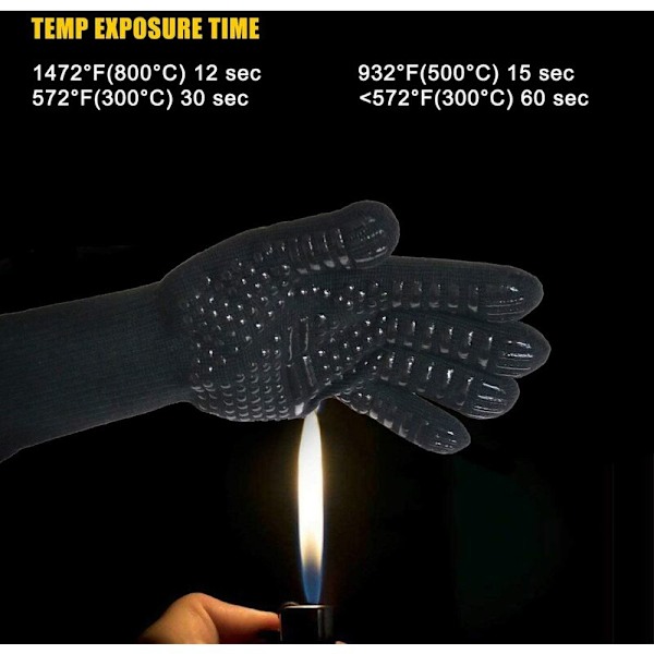 BBQ-handskar 1 par, värmebeständiga ugnsvantar upp till 932°F Universal Cooking Gloves för grillning och ugn, par grillgallerhandskar