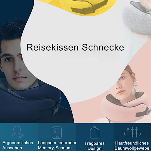 Nackkuddeset, Resenackkudde, Hakstöd Kudde, Justerbar Surround Kudde för Sömn, Ljusgul Ljusgrå