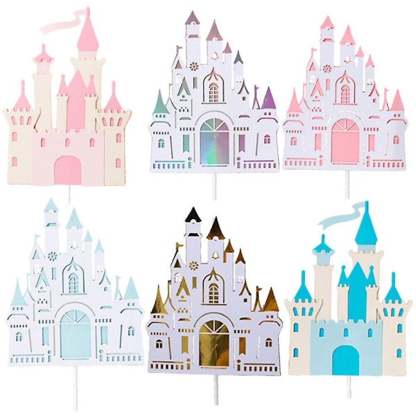 6-pack Castle Cake Toppers Castle Cake Toppers Castle Cake Toppers (17X12CM, flerfärgad)