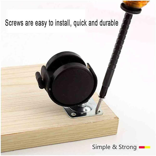 Swivel Stem Castor Wheels, 40mm Upp till 100kg, Möbel Castor Wheels Med Bromsar, Inga Golvmärken Tyst 360 Smidig Rotation Caster För Möbler, 2 Ca