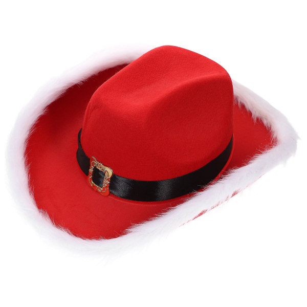 Julenissehatt Julefest Cowboyhatt Julelys Hatt Festrekvisita (40X30CM, rød)
