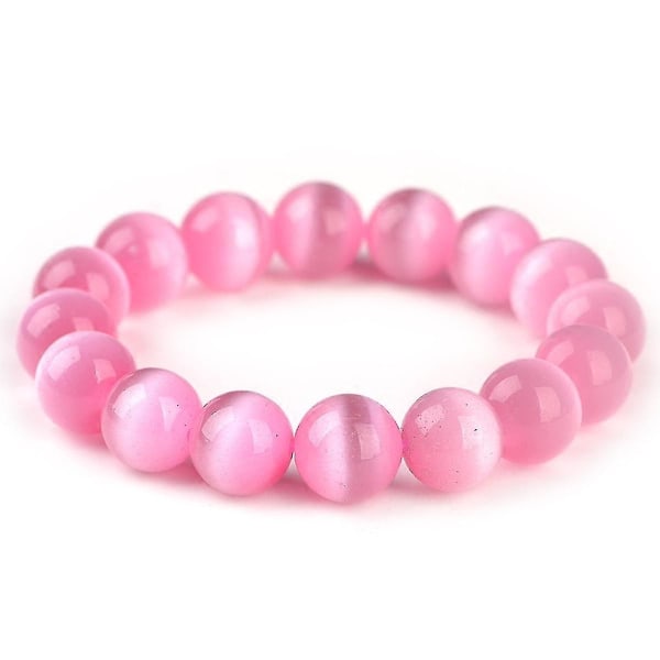 6mm Pink Opal Beads Armbånd Charm Lucky Bangle til kvinder