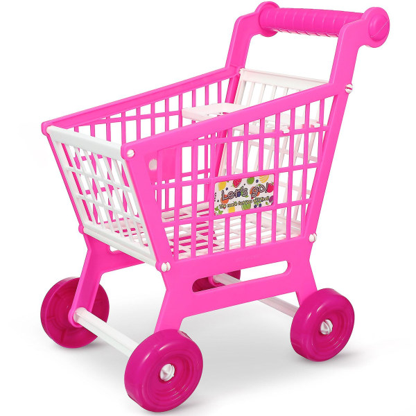 Barne supermarked handlekurv leketøy simulering handlekurv leketøy utsøkt gave (30X27X15CM, rosa)