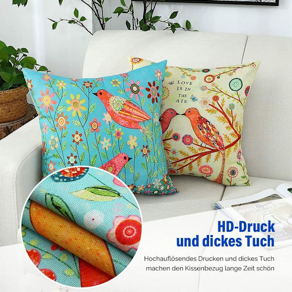 Set med 4 kuddfodral - 45 x 45 cm - Utomhusdekoration - Vattenavvisande - Andningsbar - För soffkuddar, trädgård och utomhus