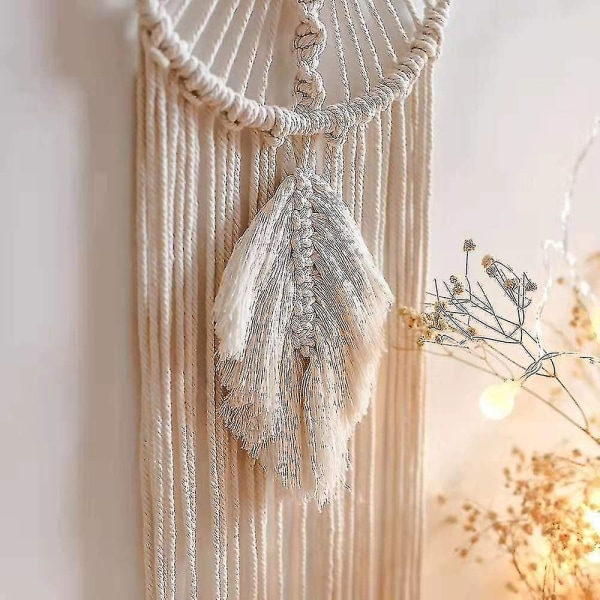 Stor drömfångare Boho Macrame drömfångare gjord av bomull vävd Macrame väggdekoration