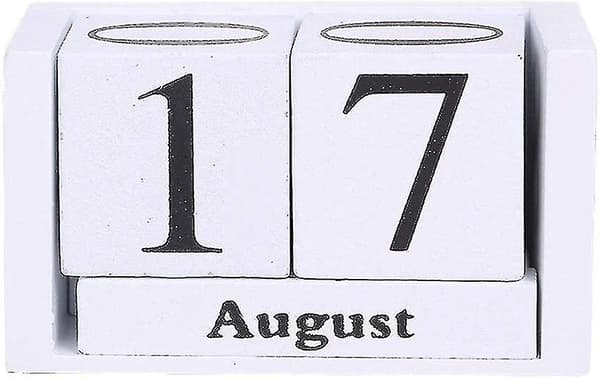 Shabby Chic Vintage Kreativa Träkuber Daglig Evighetskalender Skrivbord Vardagsrum