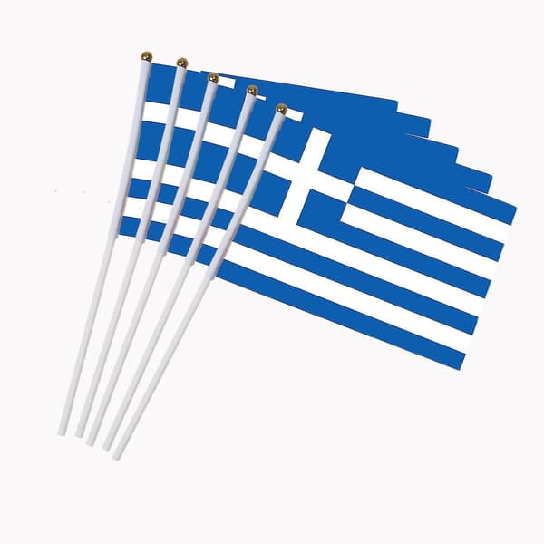 14x21cm 5 st Grekiska flaggan Handviftande flaggor med plastflaggstänger