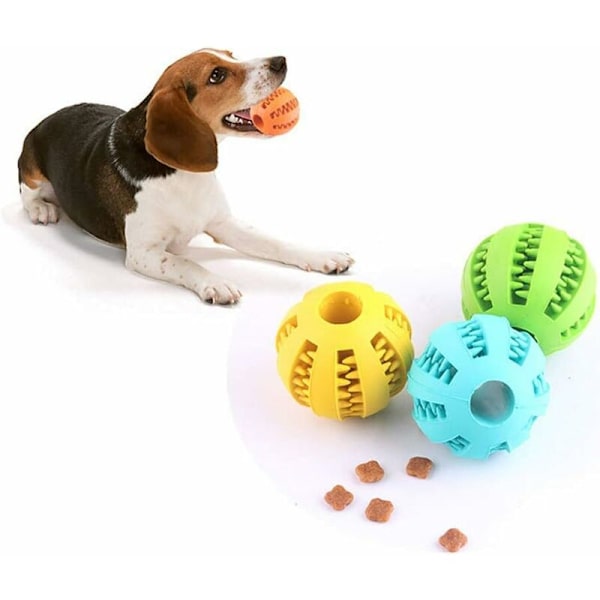 Interaktiv leksaksboll för hund katt husdjur för tand rengöring, tuggummi tuggboll IQ träningsboll pussel leksaker för hund katt (7cm, grön)