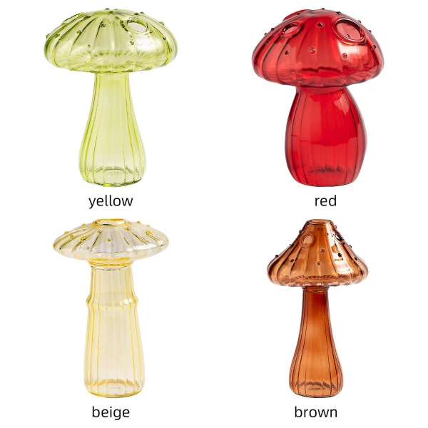 Delikate svampeglasknopvaser - farvet fin glasvase - svampeblomstvase - svampeindretning（gul）