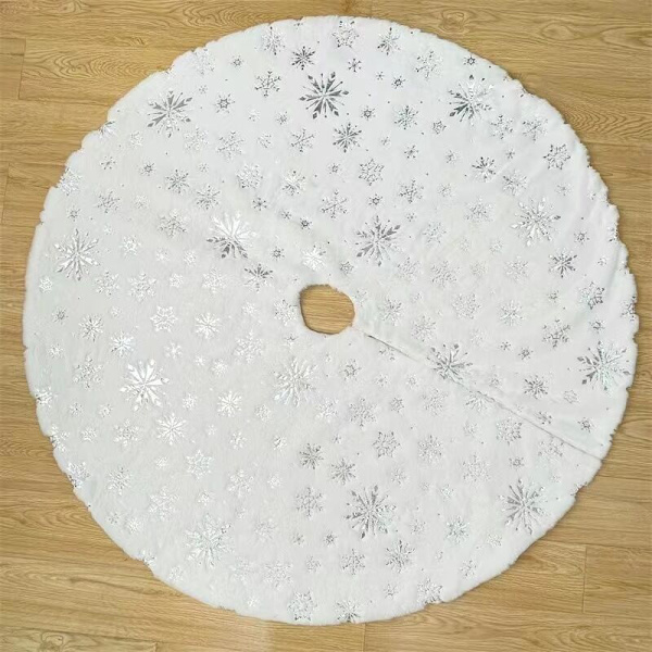 Julgransmatta Bas Kjol 78cm Plysch Leksak Snöflinga Silver 1st