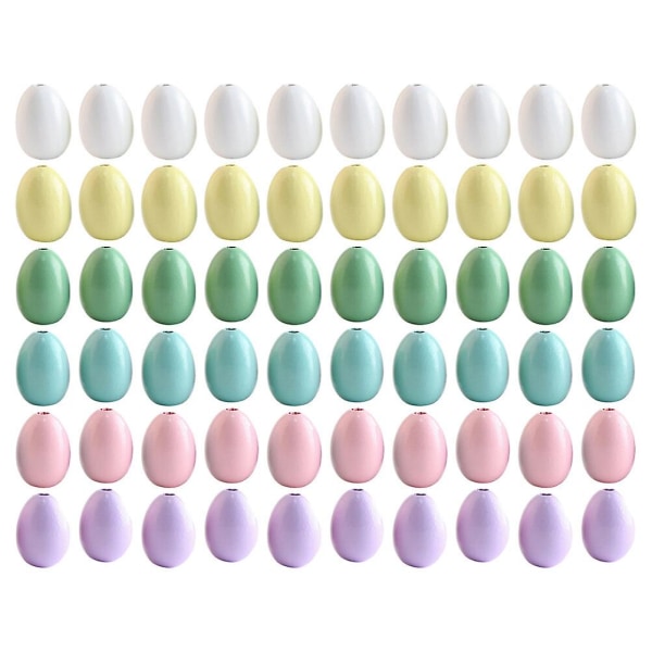 60 ægformede perler håndværk DIY perle vedhæng gør perle guirlande DIY perler træperler (2.50X1.70X1.70CM, som vist på billedet)