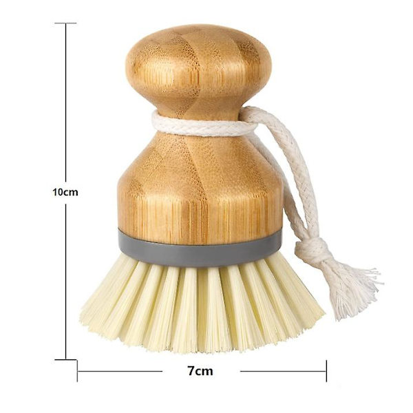 Bambuborste, skrubborste för rengöring av diskar, platta stekpannor, diskhoar, 2-pack