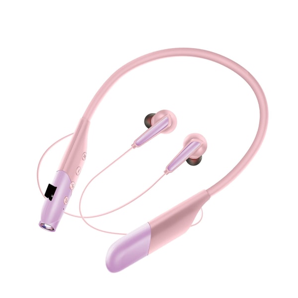 Bluetooth-hörlurar med nackband, färgglad design, HD-stereoljud, sportig och ergonomisk nackhängande design (rosa)