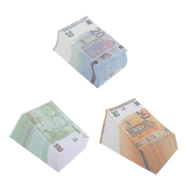 Prop penge, førsteklasses legepenge, pakke med 300 stykker, kopi 100/50/20 euro