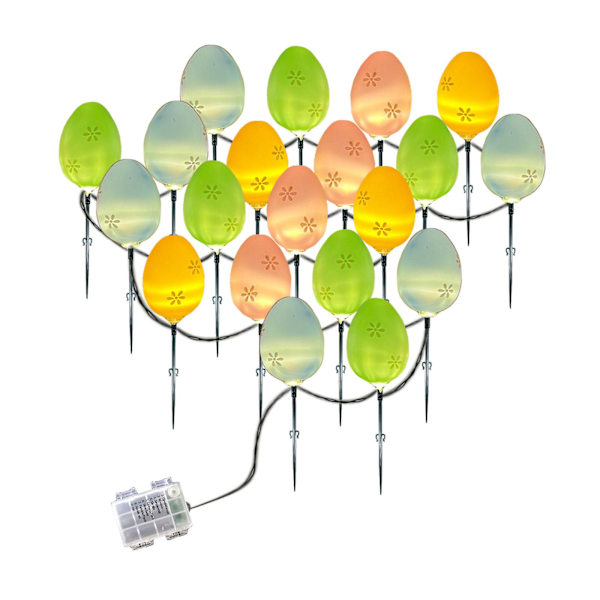 Påskdekorationer Lampa, Påskägg Lampa Led Varm Lampa String, Utomhus Golvlampa, Impervious Batteri Påsk Dekorativa Lampa String(Varm)（Vit）
