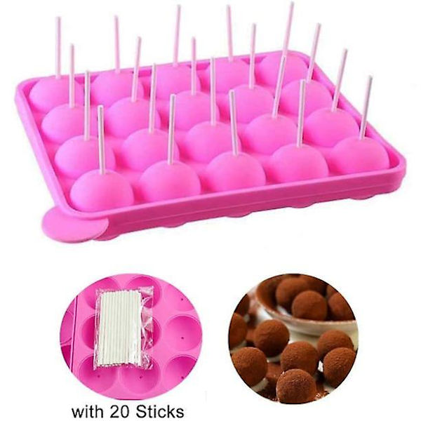 Silikone kagepop bageform, 20 runde former silikone slikkepind form bakke kage silikoneform til cupcake
